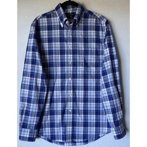 Lauren Ralph Lauren Shirt Men 15.5 34/35 Medium Blue Plaid Button Down Stretch‎